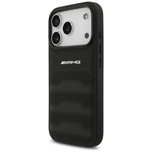 iPhone 18 Pro / 17 Pro čierne kožené puzdro AMG s reliéfnymi líniami - 2