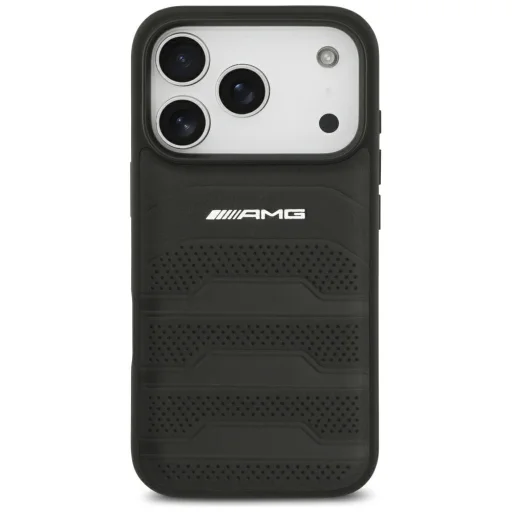 iPhone 18 Pro / 17 Pro čierne kožené puzdro AMG s reliéfnymi líniami - 3