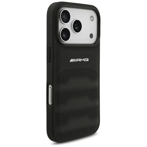 iPhone 18 Pro / 17 Pro čierne kožené puzdro AMG s reliéfnymi líniami - 4