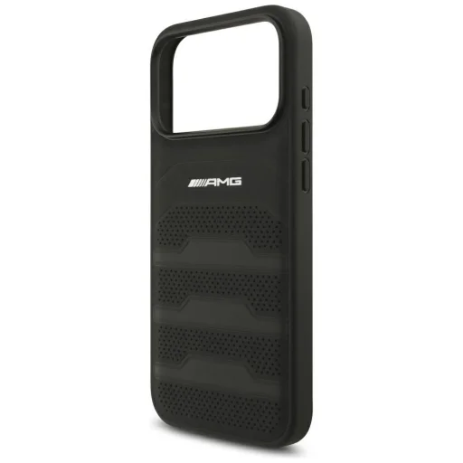  iPhone 18 Pro Max / iPhone 17 Pro Max fekete AMG bőrborítású, mélynyomott vonalmintás kemény tok - 6