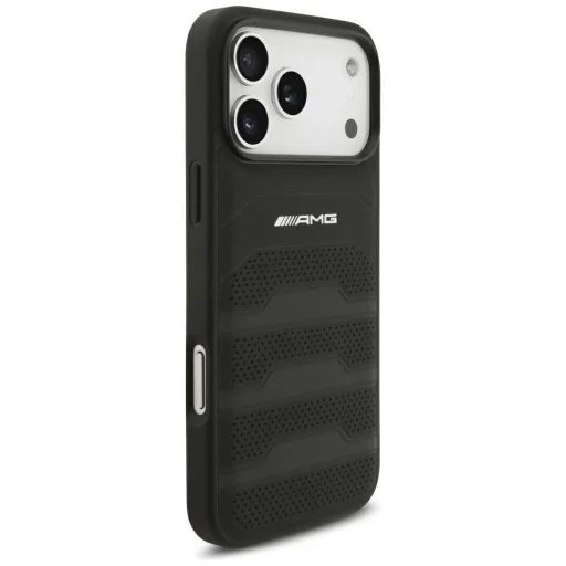 iPhone 18 Pro Max / iPhone 17 Pro Max čierne AMG kožené tvrdé puzdro s vyrazeným líniovým vzorom - 4