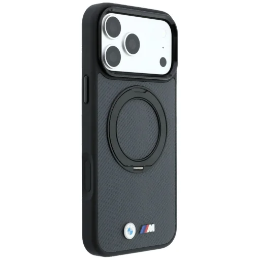  iPhone 18 Pro Max / iPhone 17 Pro Max antracit BMW Kevlar Ring Stand 360 MagSafe tok - 4