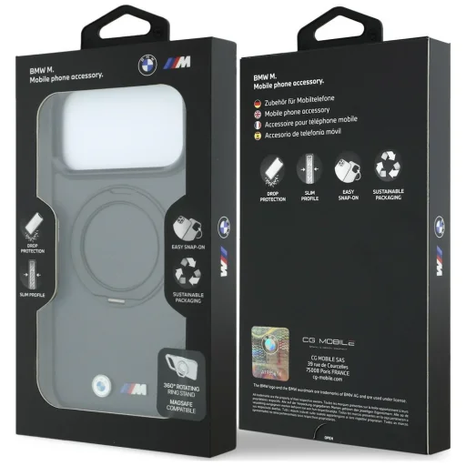 iPhone 18 Pro / 17 Pro antracitové BMW Kevlar Ring Stand 360 MagSafe puzdro - 8