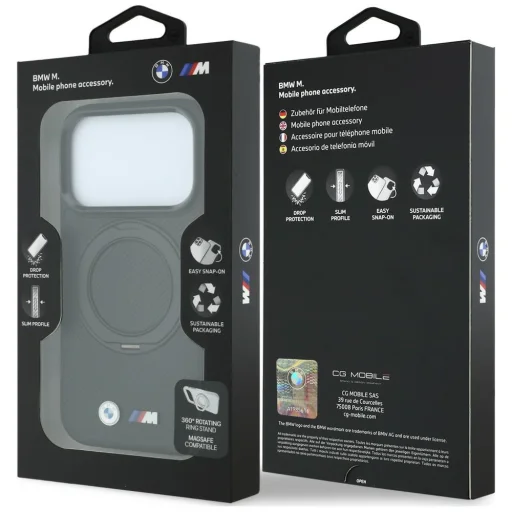 iPhone 18 Pro / 17 Pro čierny BMW Kevlar Ring Stand 360 MagSafe ochranný kryt - 8