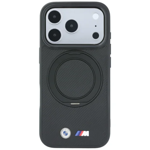 iPhone 18 Pro / 17 Pro fekete BMW Kevlar Ring Stand 360 MagSafe védőtok - 3