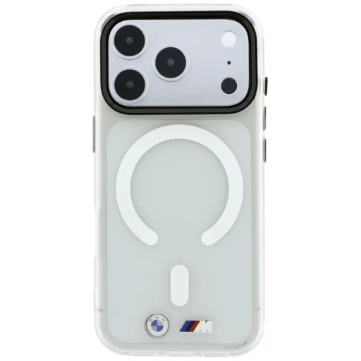 iPhone 18 Pro a iPhone 17 Pro priehľadný MagSafe ochranný kryt – BMW M IML, s matným kovovým logom a ozdobnými prvkami - 3