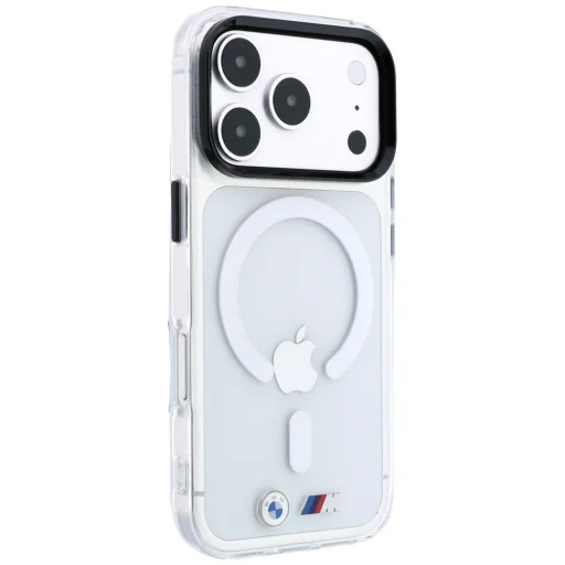 iPhone 18 Pro Max / iPhone 17 Pro Max priehľadný kryt – BMW M IML MagSafe, s kovovým logom - 4