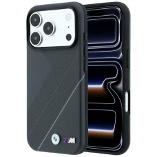 iPhone 18 Pro / 17 Pro BMW M MagSafe ochranný kryt so vzorom stopy pneumatiky a strieborným pásikom – antracit