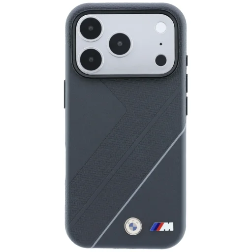 iPhone 18 Pro / 17 Pro BMW M MagSafe ochranný kryt so vzorom stopy pneumatiky a strieborným pásikom – antracit - 3