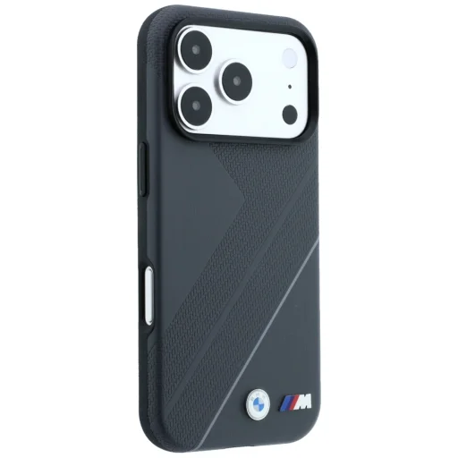 iPhone 18 Pro / 17 Pro BMW M MagSafe ochranný kryt so vzorom stopy pneumatiky a strieborným pásikom – antracit - 4