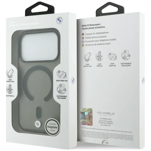Sivý kryt BMW Sign matný IML s kovovým logom MagSafe pre iPhone 18 Pro / 17 Pro - 8
