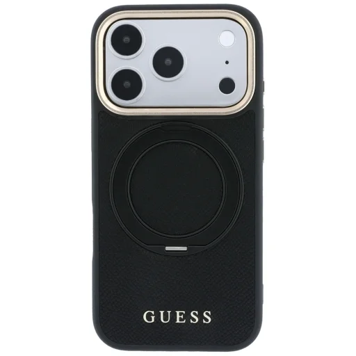 iPhone 18 Pro Max / 17 Pro Max čierne puzdro Guess Ring Stand 360 MagSafe so zrnitým povrchom - 3