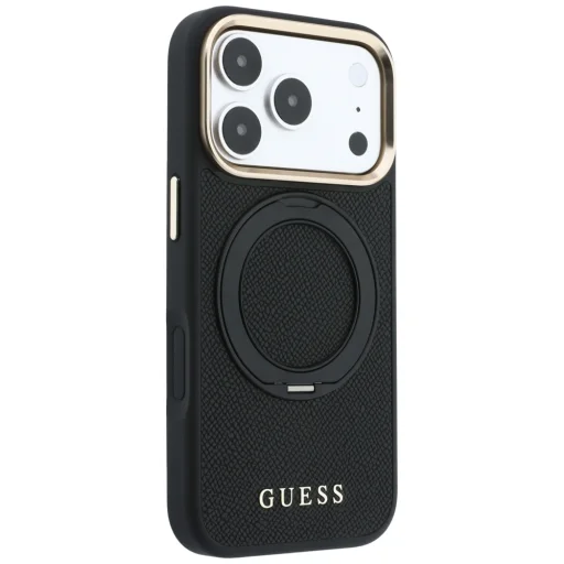 iPhone 18 Pro Max / 17 Pro Max čierne puzdro Guess Ring Stand 360 MagSafe so zrnitým povrchom - 4