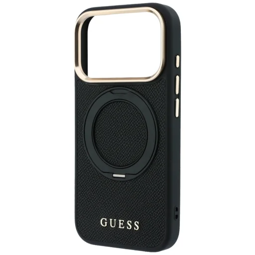 iPhone 18 Pro Max / 17 Pro Max čierne puzdro Guess Ring Stand 360 MagSafe so zrnitým povrchom - 6