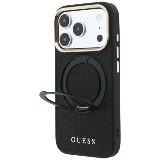iPhone 18 Pro Max / 17 Pro Max čierne puzdro Guess Ring Stand 360 MagSafe so zrnitým povrchom - 2