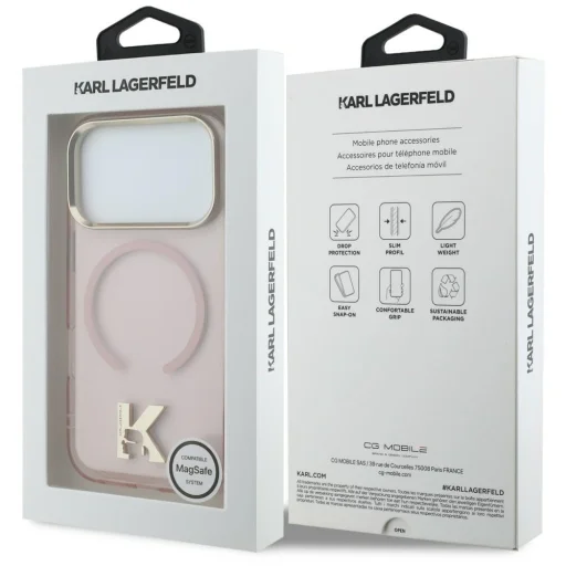 Ružový kryt Karl Lagerfeld IML K Head MagSafe pre iPhone 18 Pro / 17 Pro - 8
