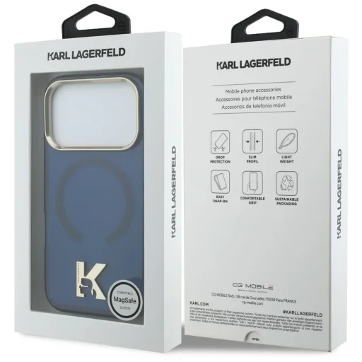iPhone 18 Pro / iPhone 17 Pro modré puzdro Karl Lagerfeld IML K Head MagSafe - 8