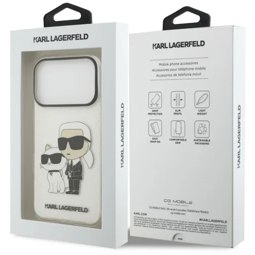 Karl Lagerfeld IML NFT Glitter Karl&Choupette priehľadný kryt pre iPhone 18 Pro / 17 Pro - 8