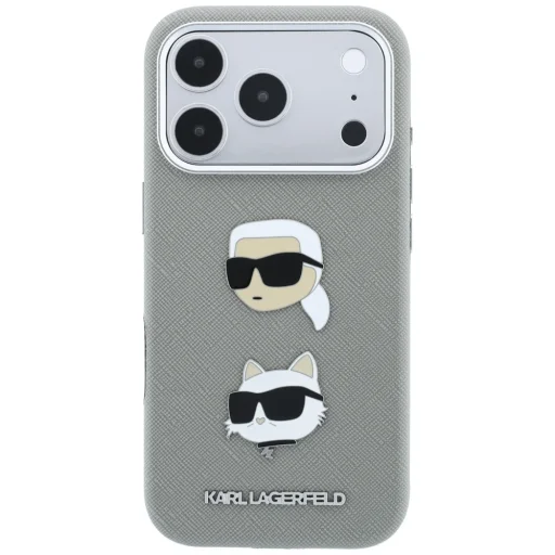 iPhone 18 Pro / iPhone 17 Pro sivé puzdro Karl Lagerfeld Saffiano s portrétom Karla a Choupette a logom - 3
