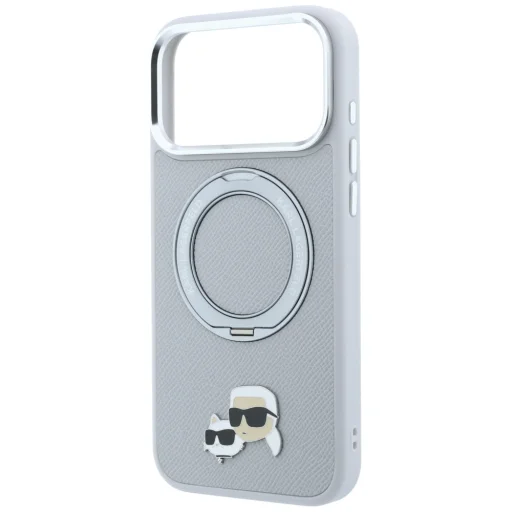 Puzdro na iPhone 18 Pro / 17 Pro, Karl Lagerfeld Ring Stand 360 MagSafe, sivé - 6
