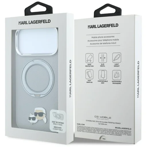  iPhone 18 Pro / 17 Pro tok, Karl Lagerfeld Ring Stand 360 MagSafe, szürke - 8