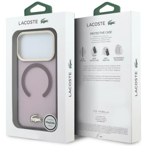  iPhone 18 Pro / iPhone 17 Pro Lacoste IML MagSafe ütésálló tok, bordó - 8