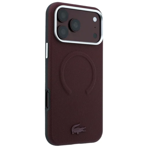 iPhone 18 Pro Max / 17 Pro Max bordové Lacoste Petit Pique embosované MagSafe puzdro - 4