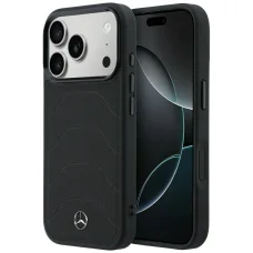 Čierne puzdro Mercedes-Benz Leather Mesh with Bow Line MagSafe pre iPhone 17 Pro / 18 Pro
