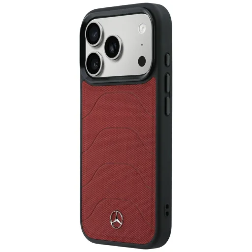 iPhone 18 Pro Max / iPhone 17 Pro Max bordové kožené puzdro Mercedes-Benz so sieťovaným vzorom a mašľou MagSafe - 2