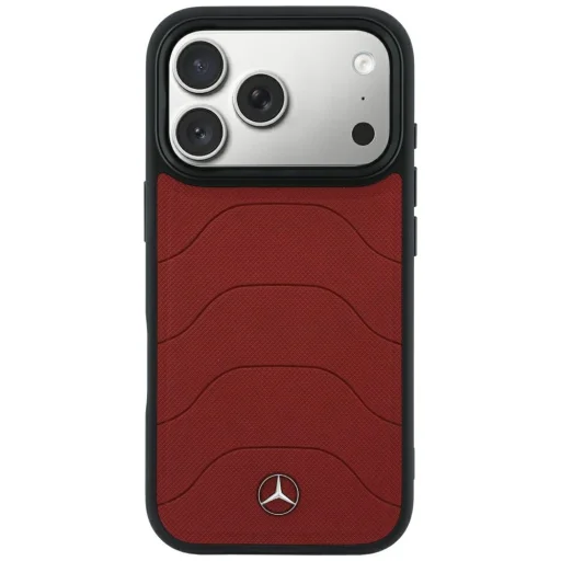 iPhone 18 Pro Max / iPhone 17 Pro Max bordové kožené puzdro Mercedes-Benz so sieťovaným vzorom a mašľou MagSafe - 3