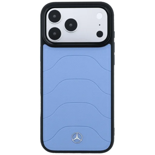 Modré kožené MagSafe puzdro Mercedes-Benz so sieťovaným vzorom a ozdobou s mašľou pre iPhone 17 Pro / 18 Pro - 3
