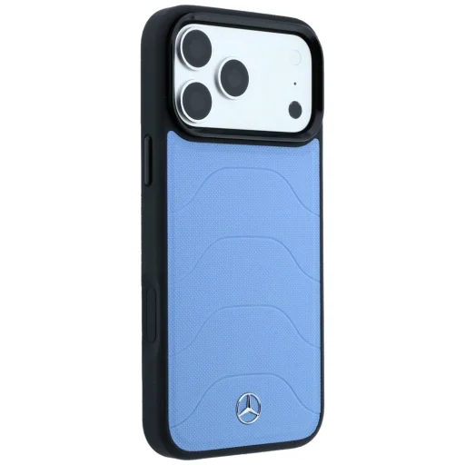 Modré kožené MagSafe puzdro Mercedes-Benz so sieťovaným vzorom a ozdobou s mašľou pre iPhone 17 Pro / 18 Pro - 4