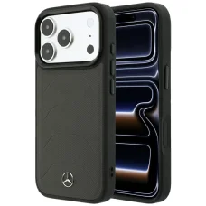 iPhone 18 Pro / 17 Pro Mercedes-Benz Leather Mesh with Bow Line MagSafe antracitové puzdro z umelej kože