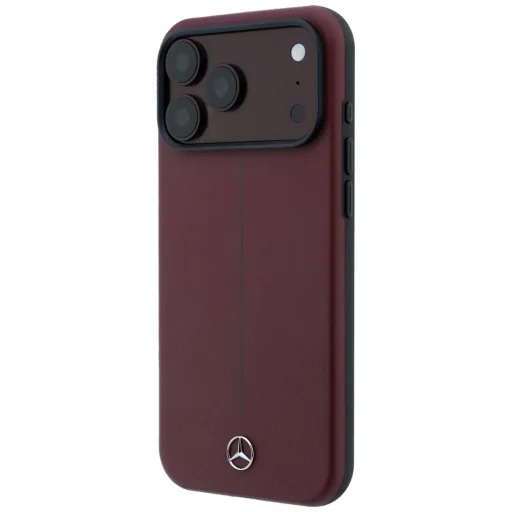 iPhone 18 Pro / 17 Pro Mercedes-Benz Iconic Line čiastočne lemujúce, MagSafe kompatibilné kožené puzdro, bordové - 2