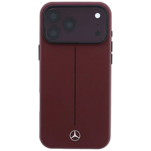 iPhone 18 Pro / 17 Pro Mercedes-Benz Iconic Line čiastočne lemujúce, MagSafe kompatibilné kožené puzdro, bordové - 3