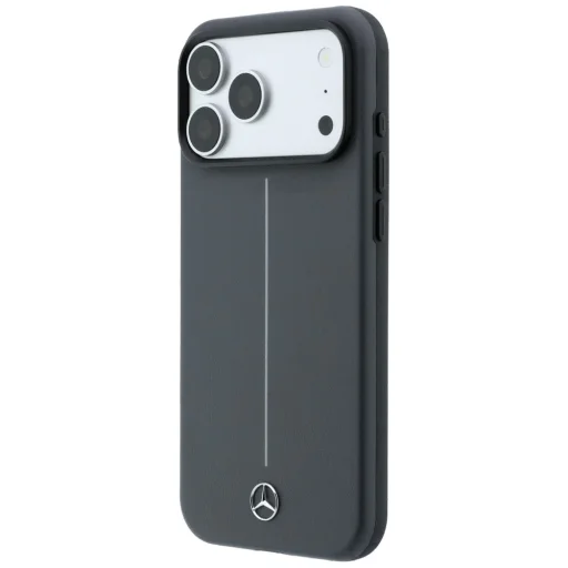 iPhone 18 Pro / 17 Pro antracitový Mercedes-Benz Iconic Line MagSafe čiastočne kryjúci kožený kryt - 2