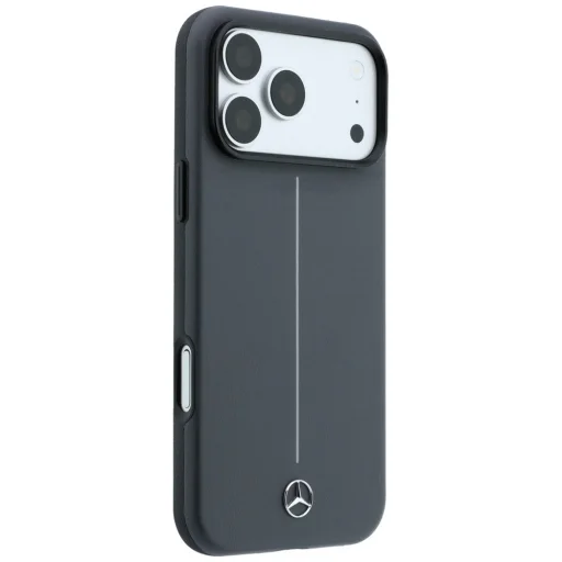 iPhone 18 Pro / 17 Pro antracitový Mercedes-Benz Iconic Line MagSafe čiastočne kryjúci kožený kryt - 4