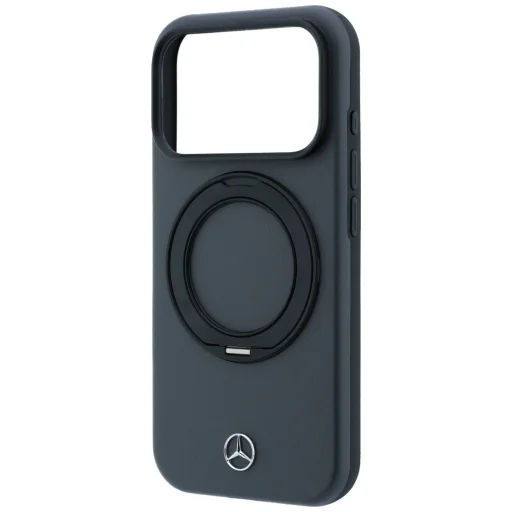 iPhone 18 Pro / 17 Pro antracitový Mercedes-Benz kryt z umelej kože s prstencovým stojanom, kompatibilný s MagSafe - 6