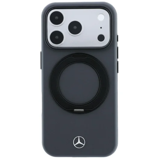 iPhone 18 Pro / 17 Pro antracitový Mercedes-Benz kryt z umelej kože s prstencovým stojanom, kompatibilný s MagSafe - 3