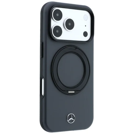 iPhone 18 Pro / 17 Pro antracitový Mercedes-Benz kryt z umelej kože s prstencovým stojanom, kompatibilný s MagSafe - 4