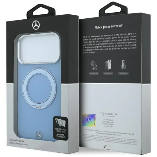  iPhone 18 Pro / 17 Pro kék Mercedes-Benz MagSafe tok forgatható támasztógyűrűvel - 8