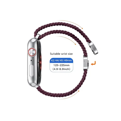 Remienok Tech-Protect NylonMag pre modely Apple Watch 8/9/10/11/12/SE/Ultra (44/45/46/49 mm), tmavobordový - 4