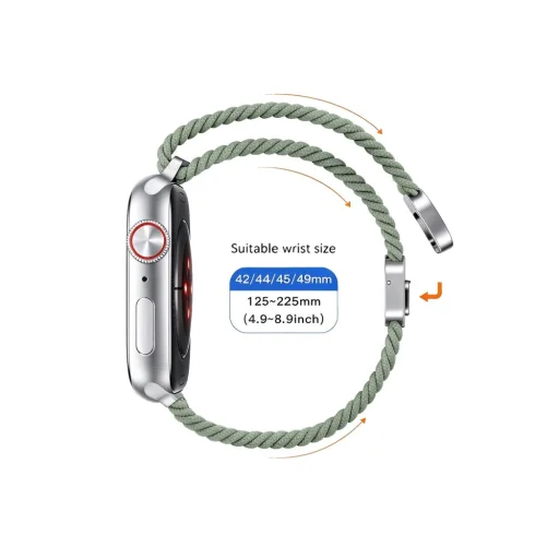 Apple Watch 8/9/10/11/12/SE/Ultra 44/45/46/49 mm Tech-Protect NylonMag pletený nylonový remienok, pistáciový - 4