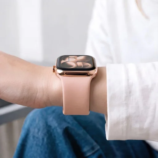 Apple Watch 8/9/10/11/12/SE/Ultra (44/45/46/49 mm) Tech-Protect silikónový TPU remienok, púdrovo ružový - 5
