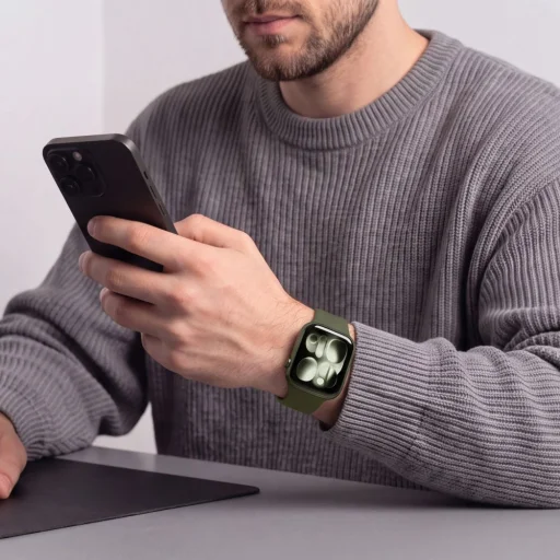 Apple Watch 8/9/10/11/12/SE/Ultra (44/45/46/49 mm) Tech-Protect silikónový TPU remienok, olivovozelený - 4