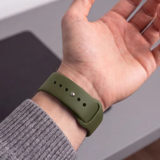 Apple Watch 8/9/10/11/12/SE/Ultra (44/45/46/49 mm) Tech-Protect silikónový TPU remienok, olivovozelený - 5