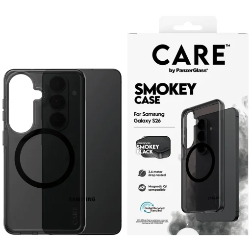 Samsung Galaxy S26 CARE by PanzerGlass Urban Explorer dymovo čierne, Qi kompatibilné puzdro - 1