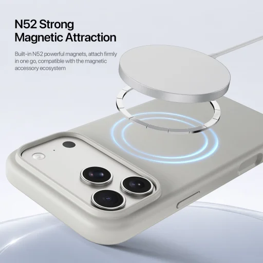 iPhone 18 Pro/17 Pro béžové puzdro DUX DUCIS Piel z tekutého silikónu kompatibilné s MagSafe - 2