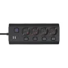 OME KNVK04KUSBC 4-zásuvkový predlžovací prívod, samostatne vypínateľné zásuvky, max. 3680 W, 2 m, čierny, 2xUSB-C, 2xUSB-A thumbnail