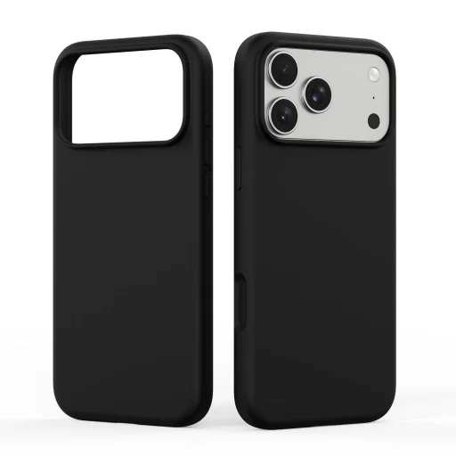  iPhone 18 Pro/17 Pro fekete DUX DUCIS Piel folyékony szilikon MagSafe-kompatibilis tok - 1